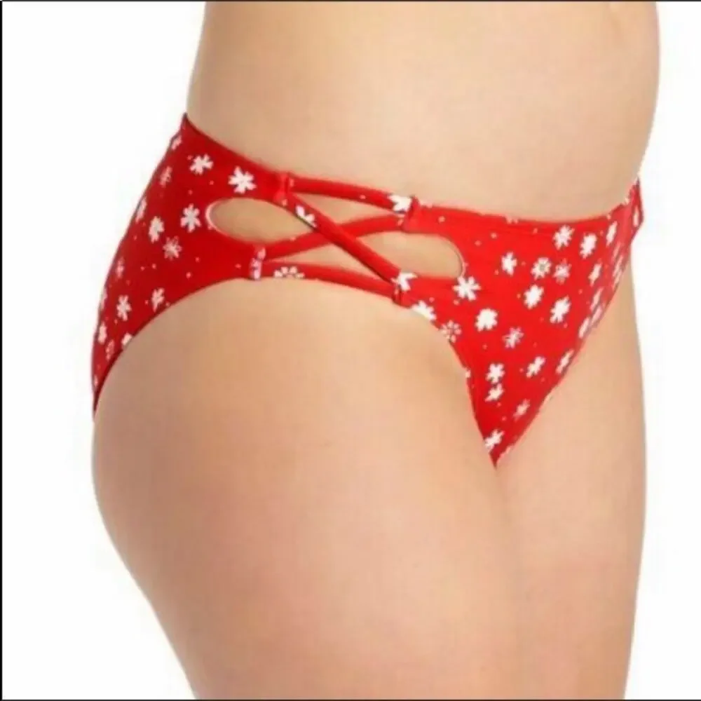 California Waves red strappy bikini swim bottom